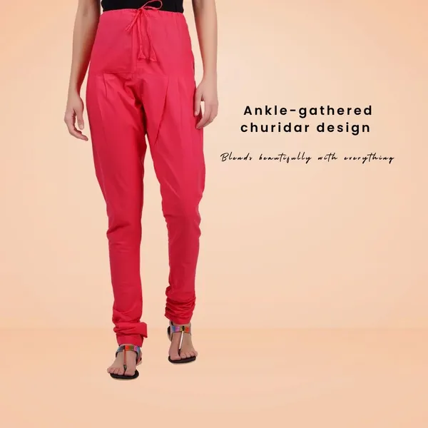 Apple_Peach_Cotton_Ethnic_Churidar/Gathering_Pants_For_Women,_Drawstring_Waist,_Ethnic_Regular_Fit_For_Office,_Party_&_Outdoor_Wear