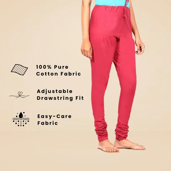 Burgundy_Maroon_Cotton_Ethnic_Churidar/Gathering_Pants_For_Women,_Drawstring_Waist,_Ethnic_Regular_Fit_For_Office,_Party_&_Outdoor_Wear