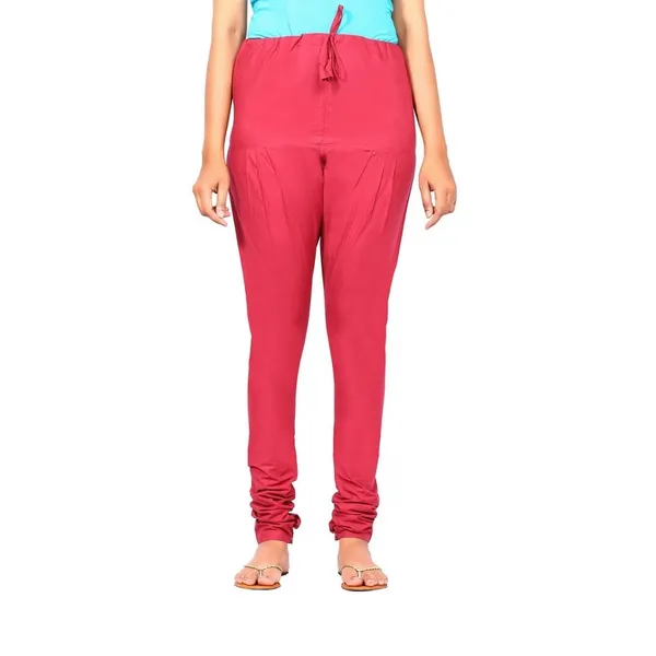 Burgundy_Maroon_Cotton_Ethnic_Churidar/Gathering_Pants_For_Women,_Drawstring_Waist,_Ethnic_Regular_Fit_For_Office,_Party_&_Outdoor_Wear