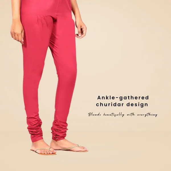 Burgundy_Maroon_Cotton_Ethnic_Churidar/Gathering_Pants_For_Women,_Drawstring_Waist,_Ethnic_Regular_Fit_For_Office,_Party_&_Outdoor_Wear