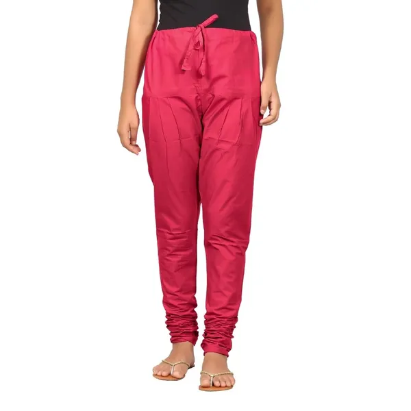 Bright_Pink_Cotton_Ethnic_Churidar/Gathering_Pants_For_Women,_Drawstring_Waist,_Ethnic_Regular_Fit_For_Office,_Party_&_Outdoor_Wear