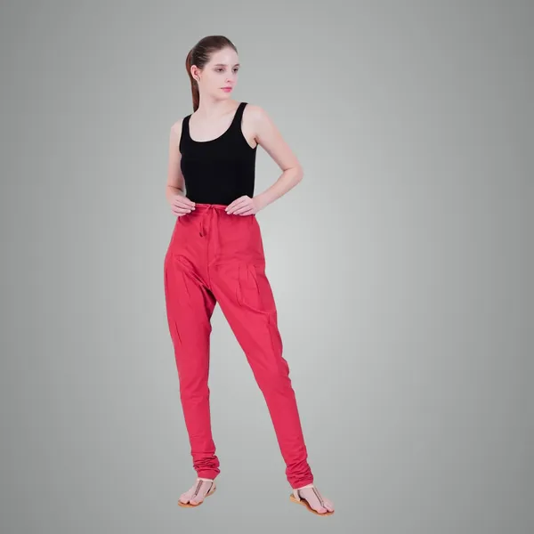 Bright_Pink_Cotton_Ethnic_Churidar/Gathering_Pants_For_Women,_Drawstring_Waist,_Ethnic_Regular_Fit_For_Office,_Party_&_Outdoor_Wear