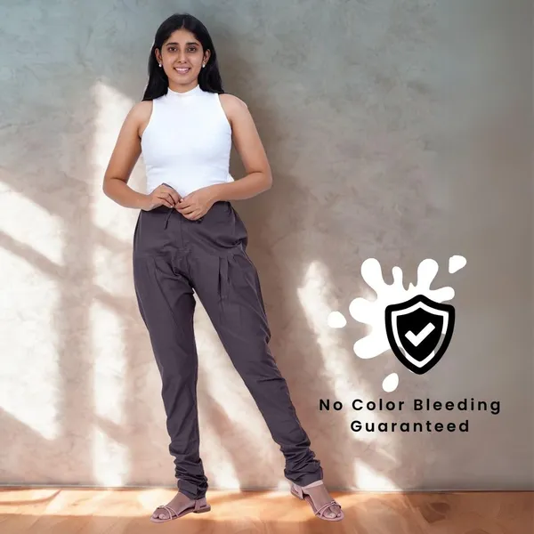 Charcoal_Grey_Cotton_Ethnic_Churidar/Gathering_Pants_For_Women,_Drawstring_Waist,_Ethnic_Regular_Fit_For_Office,_Party_&_Outdoor_Wear