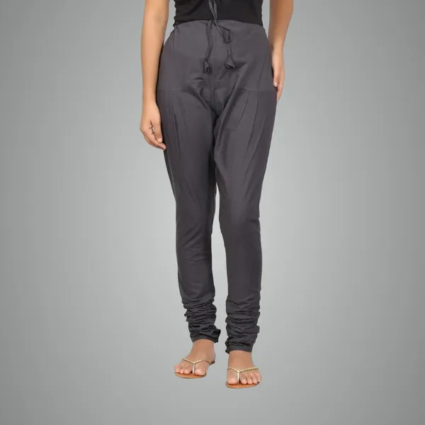Charcoal_Grey_Cotton_Ethnic_Churidar/Gathering_Pants_For_Women,_Drawstring_Waist,_Ethnic_Regular_Fit_For_Office,_Party_&_Outdoor_Wear