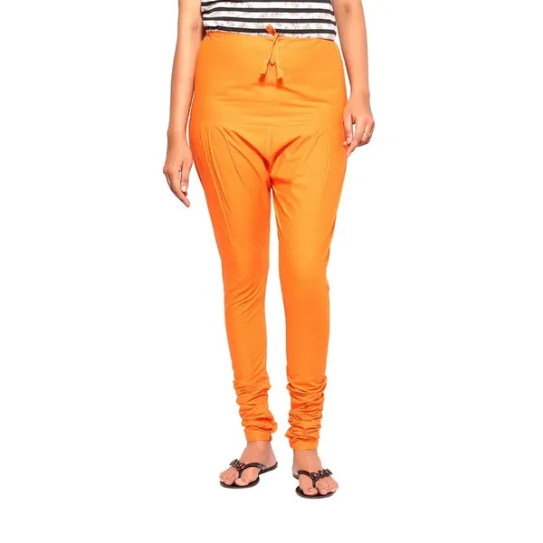 Coral_Orange_Cotton_Ethnic_Churidar/Gathering_Pants_For_Women,_Drawstring_Waist,_Ethnic_Regular_Fit_For_Office,_Party_&_Outdoor_Wear