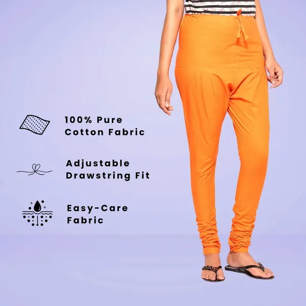Coral_Orange_Cotton_Ethnic_Churidar/Gathering_Pants_For_Women,_Drawstring_Waist,_Ethnic_Regular_Fit_For_Office,_Party_&_Outdoor_Wear