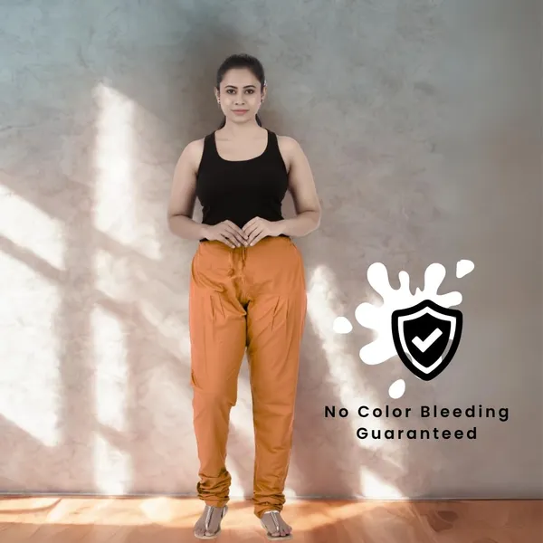Coral_Orange_Cotton_Ethnic_Churidar/Gathering_Pants_For_Women,_Drawstring_Waist,_Ethnic_Regular_Fit_For_Office,_Party_&_Outdoor_Wear