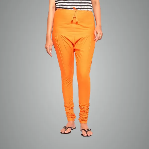 Coral_Orange_Cotton_Ethnic_Churidar/Gathering_Pants_For_Women,_Drawstring_Waist,_Ethnic_Regular_Fit_For_Office,_Party_&_Outdoor_Wear