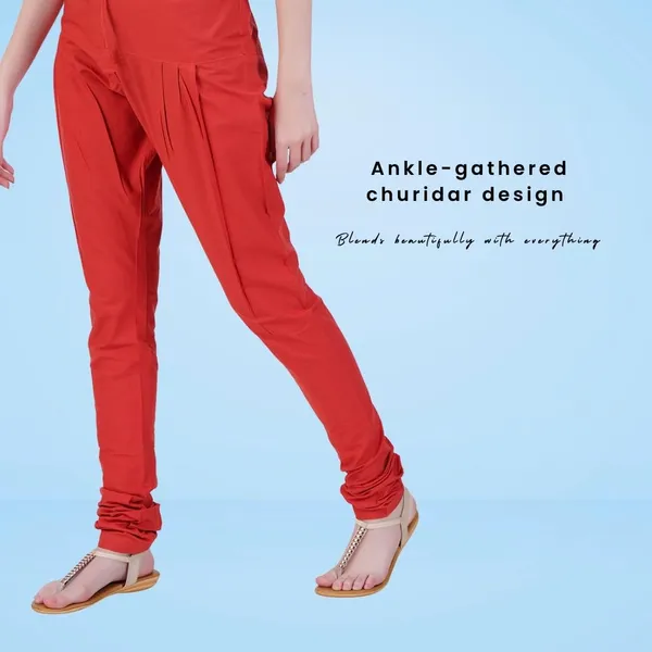 Chilly_Red_Cotton_Ethnic_Churidar/Gathering_Pants_For_Women,_Drawstring_Waist,_Ethnic_Regular_Fit_For_Office,_Party_&_Outdoor_Wear