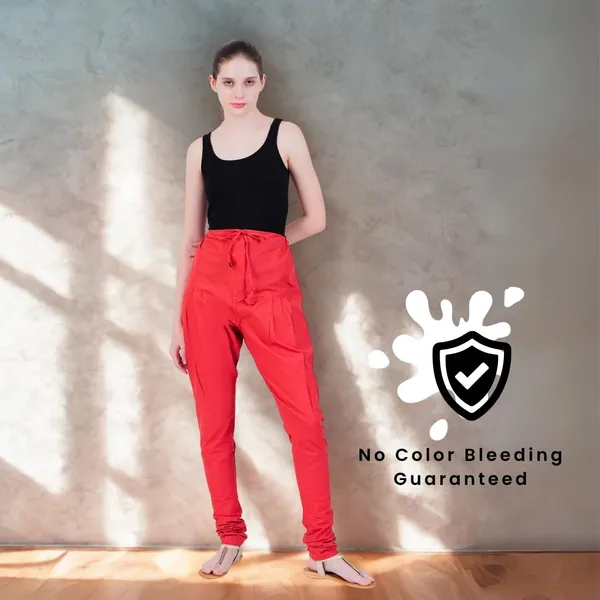 Chilly_Red_Cotton_Ethnic_Churidar/Gathering_Pants_For_Women,_Drawstring_Waist,_Ethnic_Regular_Fit_For_Office,_Party_&_Outdoor_Wear
