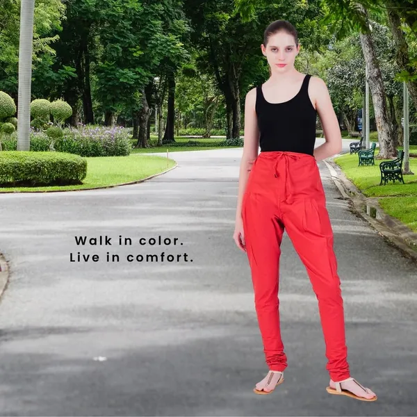 Chilly_Red_Cotton_Ethnic_Churidar/Gathering_Pants_For_Women,_Drawstring_Waist,_Ethnic_Regular_Fit_For_Office,_Party_&_Outdoor_Wear