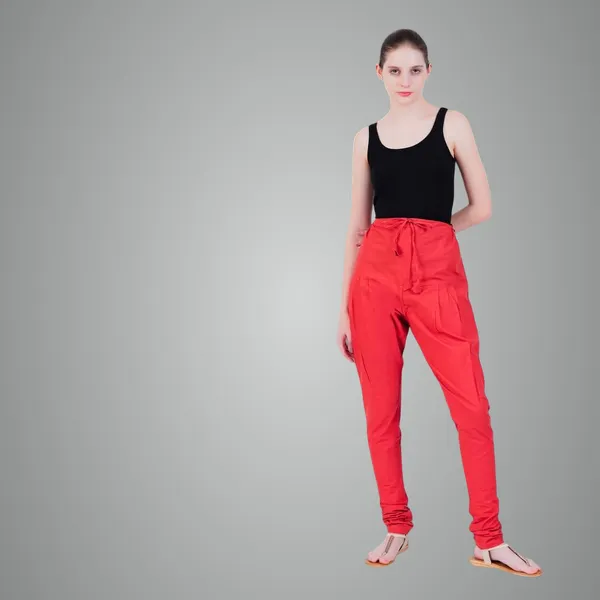 Chilly_Red_Cotton_Ethnic_Churidar/Gathering_Pants_For_Women,_Drawstring_Waist,_Ethnic_Regular_Fit_For_Office,_Party_&_Outdoor_Wear