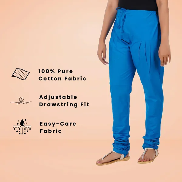 Estate_Blue_Cotton_Ethnic_Churidar/Gathering_Pants_For_Women,_Drawstring_Waist,_Ethnic_Regular_Fit_For_Office,_Party_&_Outdoor_Wear