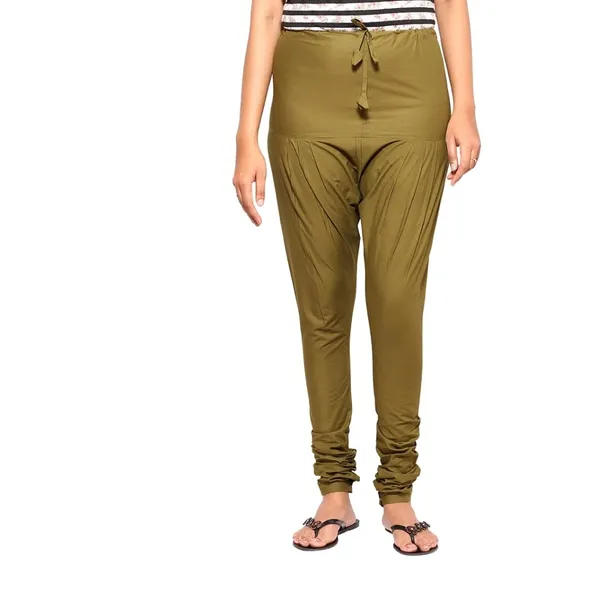 Forest_Green_Cotton_Ethnic_Churidar/Gathering_Pants_For_Women,_Drawstring_Waist,_Ethnic_Regular_Fit_For_Office,_Party_&_Outdoor_Wear