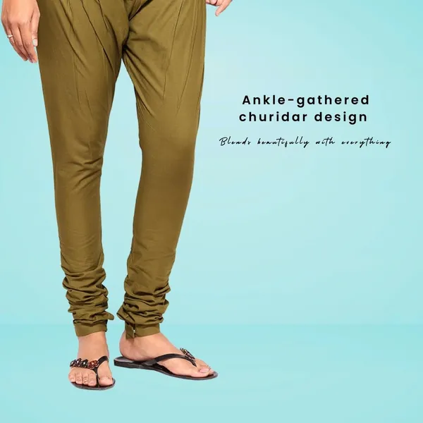 Forest_Green_Cotton_Ethnic_Churidar/Gathering_Pants_For_Women,_Drawstring_Waist,_Ethnic_Regular_Fit_For_Office,_Party_&_Outdoor_Wear