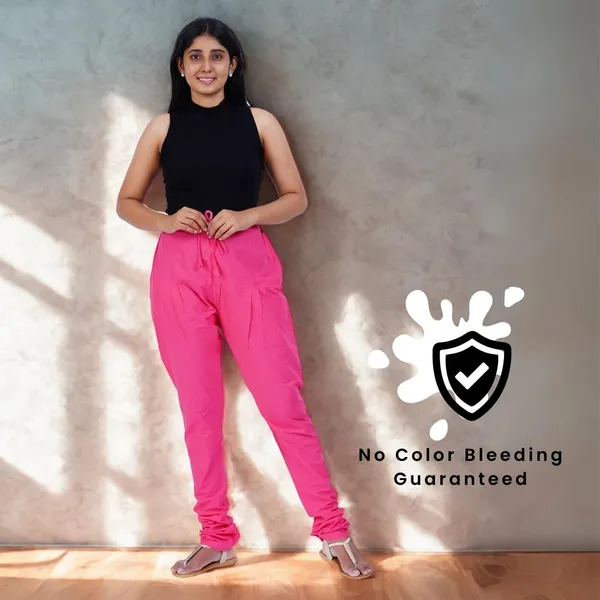 Fushia_Pink_Cotton_Ethnic_Churidar/Gathering_Pants_For_Women,_Drawstring_Waist,_Ethnic_Regular_Fit_For_Office,_Party_&_Outdoor_Wear