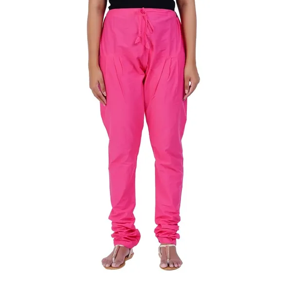 Fushia_Pink_Cotton_Ethnic_Churidar/Gathering_Pants_For_Women,_Drawstring_Waist,_Ethnic_Regular_Fit_For_Office,_Party_&_Outdoor_Wear