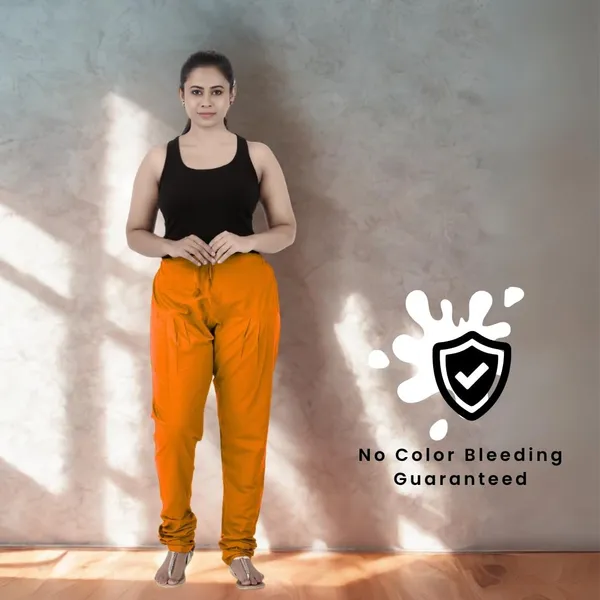 Fire_Yellow_Cotton_Ethnic_Churidar/Gathering_Pants_For_Women,_Drawstring_Waist,_Ethnic_Regular_Fit_For_Office,_Party_&_Outdoor_Wear