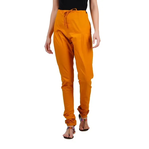Fire_Yellow_Cotton_Ethnic_Churidar/Gathering_Pants_For_Women,_Drawstring_Waist,_Ethnic_Regular_Fit_For_Office,_Party_&_Outdoor_Wear