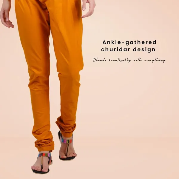 Fire_Yellow_Cotton_Ethnic_Churidar/Gathering_Pants_For_Women,_Drawstring_Waist,_Ethnic_Regular_Fit_For_Office,_Party_&_Outdoor_Wear