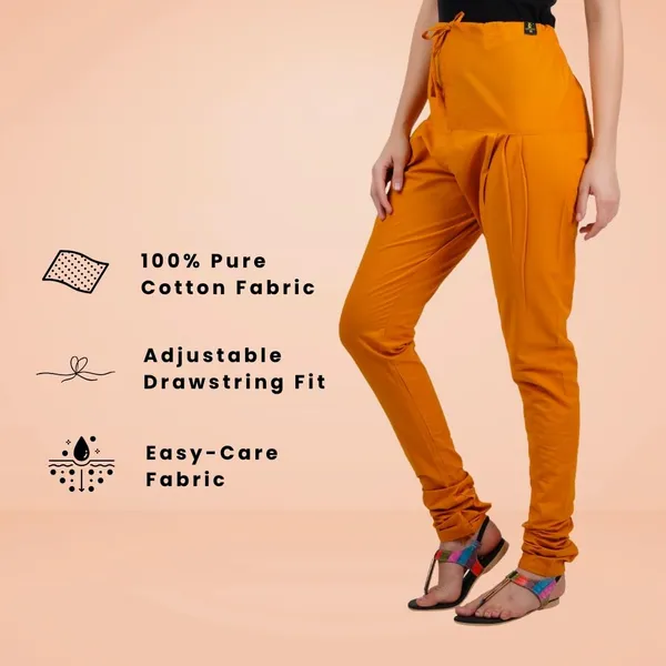 Fire_Yellow_Cotton_Ethnic_Churidar/Gathering_Pants_For_Women,_Drawstring_Waist,_Ethnic_Regular_Fit_For_Office,_Party_&_Outdoor_Wear