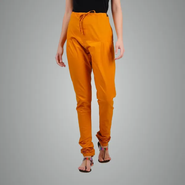 Happy Bunny Fire Yellow Cotton Ethnic Churidar/Gathering Pants For Women,  Drawstring Waist, Ethnic Regular Fit For Office, Party Outdoor Wear Price 