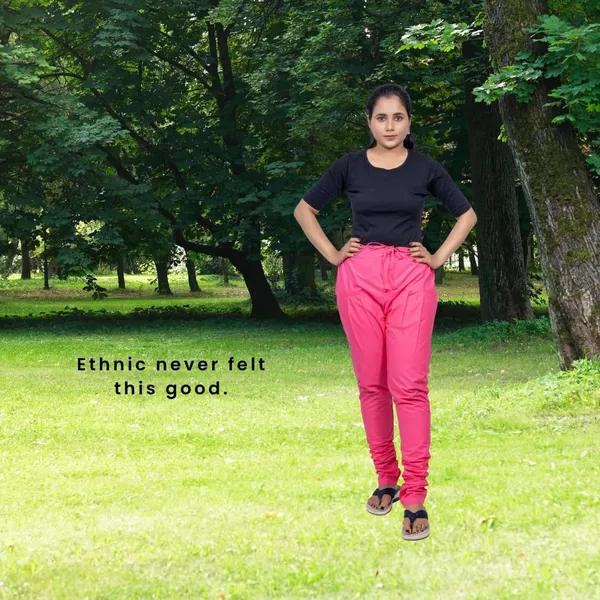Hot_Pink_Cotton_Ethnic_Churidar/Gathering_Pants_For_Women,_Drawstring_Waist,_Ethnic_Regular_Fit_For_Office,_Party_&_Outdoor_Wear