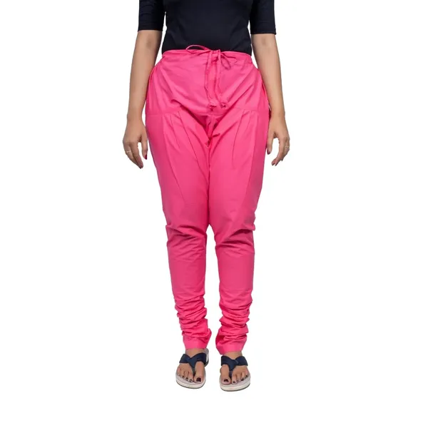 Hot_Pink_Cotton_Ethnic_Churidar/Gathering_Pants_For_Women,_Drawstring_Waist,_Ethnic_Regular_Fit_For_Office,_Party_&_Outdoor_Wear