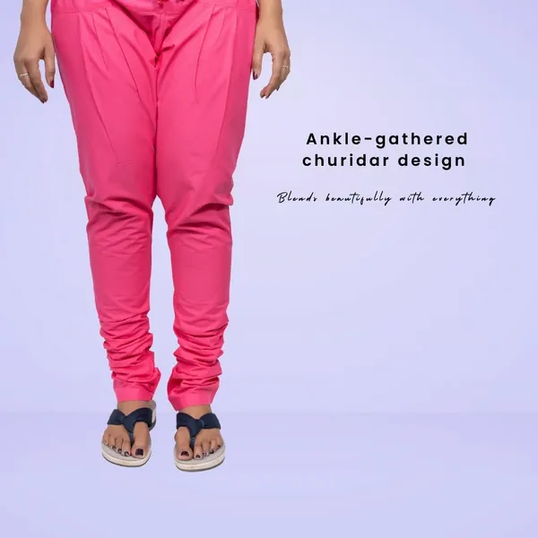 Hot_Pink_Cotton_Ethnic_Churidar/Gathering_Pants_For_Women,_Drawstring_Waist,_Ethnic_Regular_Fit_For_Office,_Party_&_Outdoor_Wear