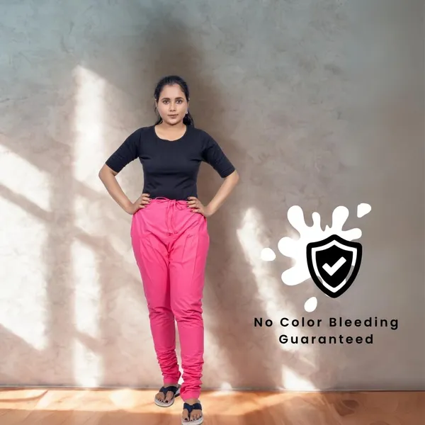 Hot_Pink_Cotton_Ethnic_Churidar/Gathering_Pants_For_Women,_Drawstring_Waist,_Ethnic_Regular_Fit_For_Office,_Party_&_Outdoor_Wear