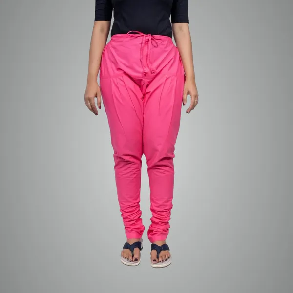 Hot_Pink_Cotton_Ethnic_Churidar/Gathering_Pants_For_Women,_Drawstring_Waist,_Ethnic_Regular_Fit_For_Office,_Party_&_Outdoor_Wear