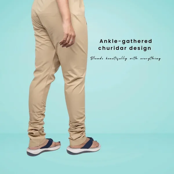 Sand_Khaki_Cotton_Ethnic_Churidar/Gathering_Pants_For_Women,_Drawstring_Waist,_Ethnic_Regular_Fit_For_Office,_Party_&_Outdoor_Wear