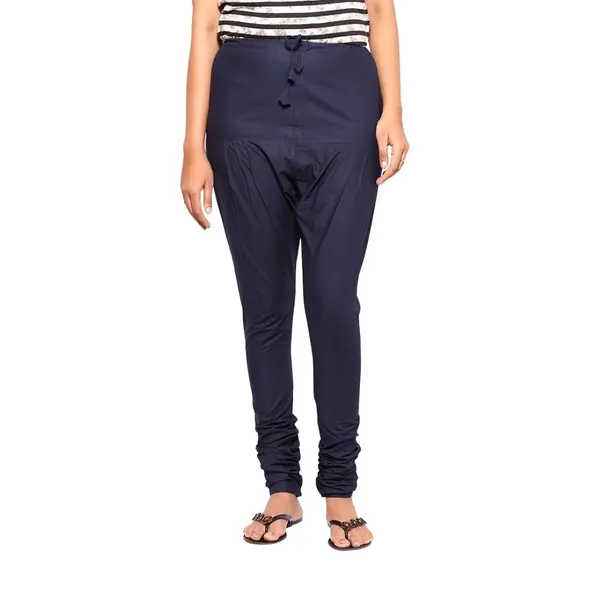 Midnight_Blue_Cotton_Ethnic_Churidar/Gathering_Pants_For_Women,_Drawstring_Waist,_Ethnic_Regular_Fit_For_Office,_Party_&_Outdoor_Wear