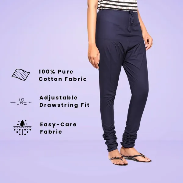 Midnight_Blue_Cotton_Ethnic_Churidar/Gathering_Pants_For_Women,_Drawstring_Waist,_Ethnic_Regular_Fit_For_Office,_Party_&_Outdoor_Wear