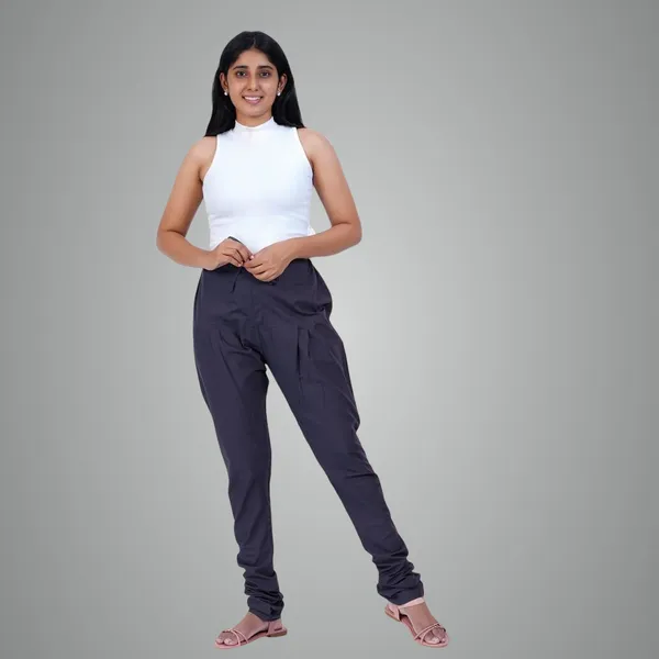 Midnight_Blue_Cotton_Ethnic_Churidar/Gathering_Pants_For_Women,_Drawstring_Waist,_Ethnic_Regular_Fit_For_Office,_Party_&_Outdoor_Wear