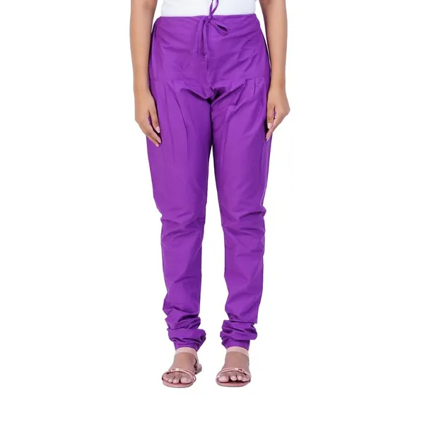 Magenta_Violet_Cotton_Ethnic_Churidar/Gathering_Pants_For_Women,_Drawstring_Waist,_Ethnic_Regular_Fit_For_Office,_Party_&_Outdoor_Wear