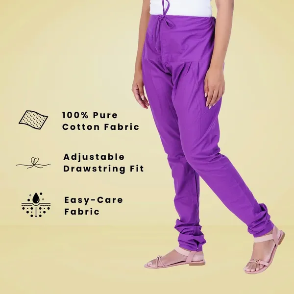 Magenta_Violet_Cotton_Ethnic_Churidar/Gathering_Pants_For_Women,_Drawstring_Waist,_Ethnic_Regular_Fit_For_Office,_Party_&_Outdoor_Wear
