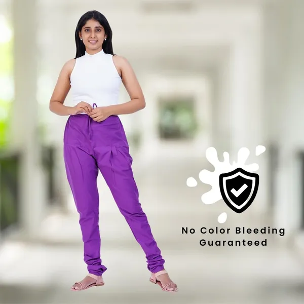 Magenta_Violet_Cotton_Ethnic_Churidar/Gathering_Pants_For_Women,_Drawstring_Waist,_Ethnic_Regular_Fit_For_Office,_Party_&_Outdoor_Wear