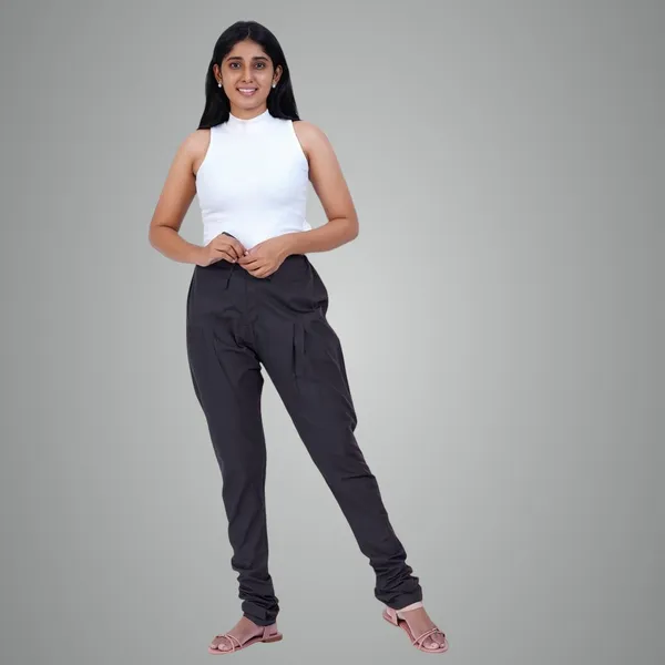 Black_Cotton_Ethnic_Churidar/Gathering_Pants_For_Women,_Drawstring_Waist,_Ethnic_Regular_Fit_For_Office,_Party_&_Outdoor_Wear