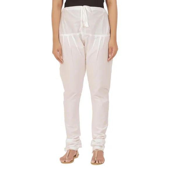 Off_White_Cotton_Ethnic_Churidar/Gathering_Pants_For_Women,_Drawstring_Waist,_Ethnic_Regular_Fit_For_Office,_Party_&_Outdoor_Wear