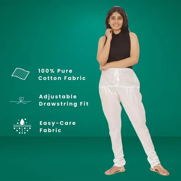 Off_White_Cotton_Ethnic_Churidar/Gathering_Pants_For_Women,_Drawstring_Waist,_Ethnic_Regular_Fit_For_Office,_Party_&_Outdoor_Wear