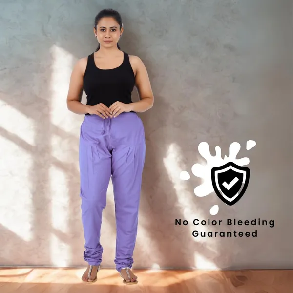 Plum_Blue_Cotton_Ethnic_Churidar/Gathering_Pants_For_Women,_Drawstring_Waist,_Ethnic_Regular_Fit_For_Office,_Party_&_Outdoor_Wear