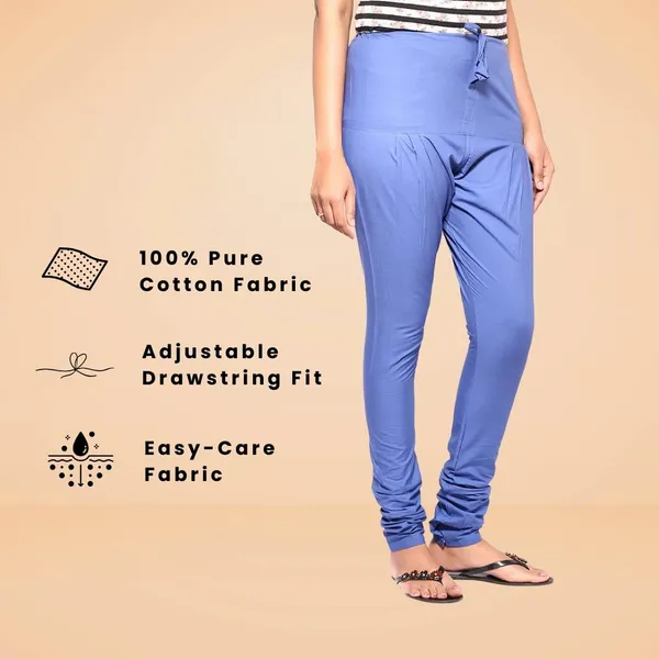 Plum_Blue_Cotton_Ethnic_Churidar/Gathering_Pants_For_Women,_Drawstring_Waist,_Ethnic_Regular_Fit_For_Office,_Party_&_Outdoor_Wear