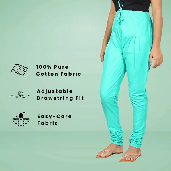 Rama_Green_Cotton_Ethnic_Churidar/Gathering_Pants_For_Women,_Drawstring_Waist,_Ethnic_Regular_Fit_For_Office,_Party_&_Outdoor_Wear