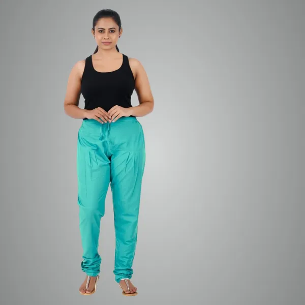 Rama_Green_Cotton_Ethnic_Churidar/Gathering_Pants_For_Women,_Drawstring_Waist,_Ethnic_Regular_Fit_For_Office,_Party_&_Outdoor_Wear
