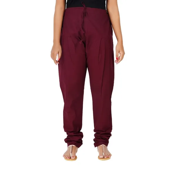 Rosewood_Maroon_Cotton_Ethnic_Churidar/Gathering_Pants_For_Women,_Drawstring_Waist,_Ethnic_Regular_Fit_For_Office,_Party_&_Outdoor_Wear
