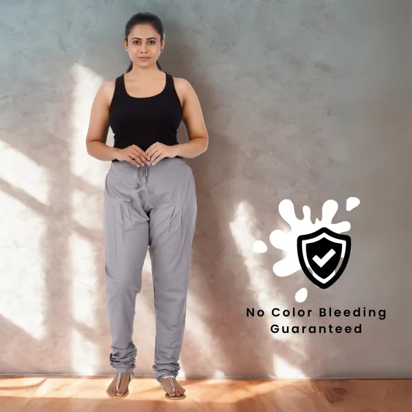 Steel_Grey_Cotton_Ethnic_Churidar/Gathering_Pants_For_Women,_Drawstring_Waist,_Ethnic_Regular_Fit_For_Office,_Party_&_Outdoor_Wear