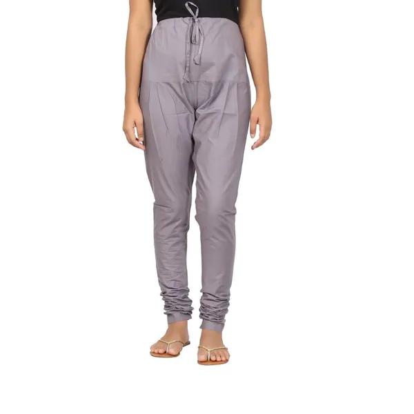 Steel_Grey_Cotton_Ethnic_Churidar/Gathering_Pants_For_Women,_Drawstring_Waist,_Ethnic_Regular_Fit_For_Office,_Party_&_Outdoor_Wear