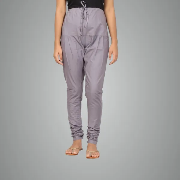 Steel_Grey_Cotton_Ethnic_Churidar/Gathering_Pants_For_Women,_Drawstring_Waist,_Ethnic_Regular_Fit_For_Office,_Party_&_Outdoor_Wear