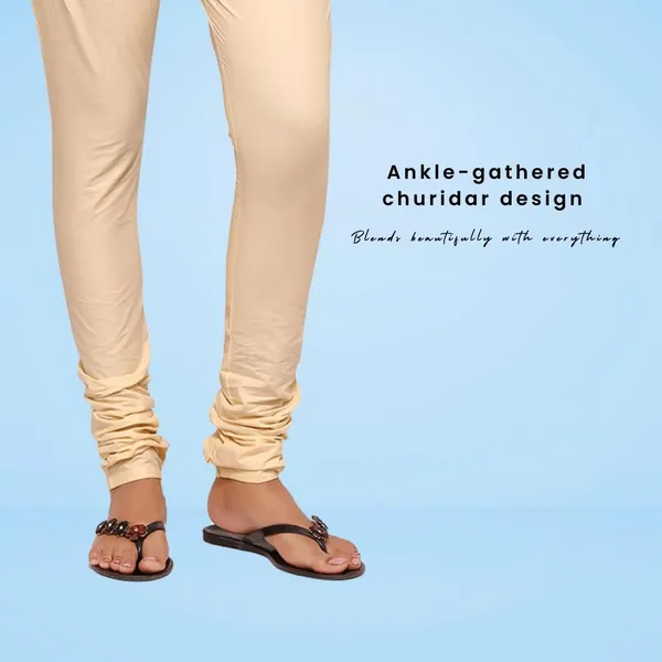 Cream_Cotton_Ethnic_Churidar/Gathering_Pants_For_Women,_Drawstring_Waist,_Ethnic_Regular_Fit_For_Office,_Party_&_Outdoor_Wear